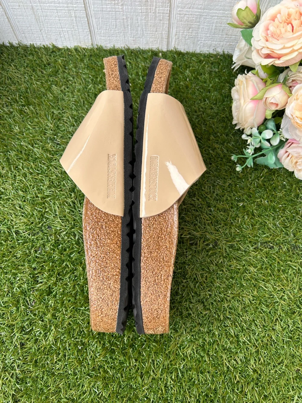 Birkenstock Catalina Luxe Buckle Birko-Flor patent sand size 40 US 9-9.5 gently